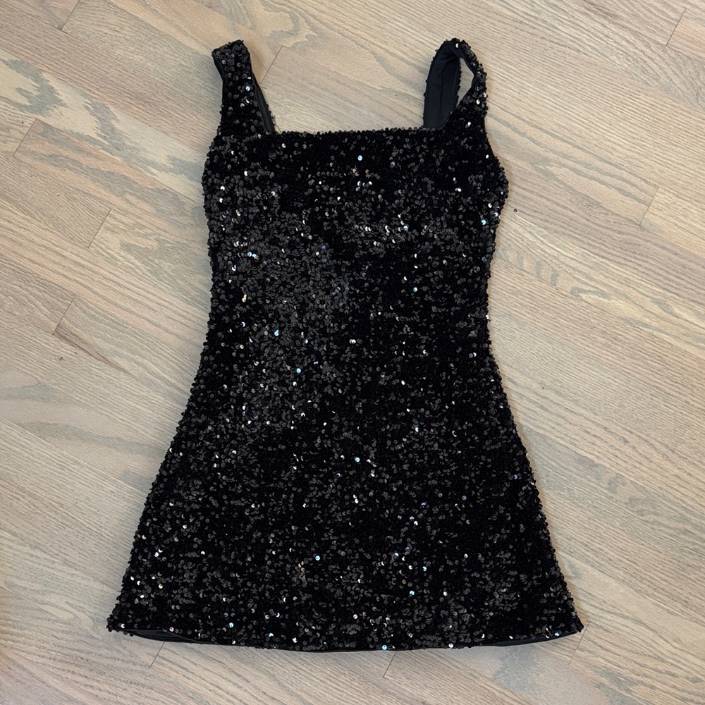 Black Sequin Mini Dress